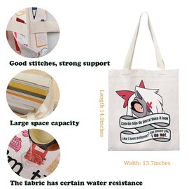 BAUNA Hazbin Cartoon Character Tote Bag Vaggie Merchandise Shoulder Bag Vaggie Fandom Gift Demon Hotel Gift Anime Lovers Gift (Do Not Tote)