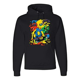Bart Simpson 'Skateboard Design' Hoodie - Unisex Hoodie by eleven24design (Black, Large)