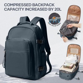 Vacuum Travel Backpack - Save 30% Space with Compression, Carry-On Size, Wet & Dry Separation:_AR9656-Sapphire blue【47*34*20CM】_Style - G
