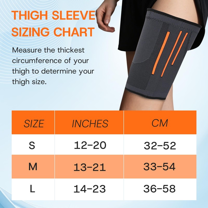 Beugo Thigh Compression Sleeve (1 Pair), Breathable Elastic Hamstring Compression