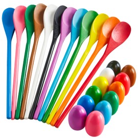 JOYIN 24 PCS Easter Egg and Spoon Race Game Set, 12 Players Carnival Egg and Spoon Relay Game for Kids & Family Activity Holiday Outdoor Yard Easter Egg Hunt Birthday Party Lawn