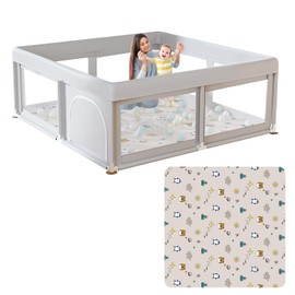 Hiaksedt Baby Playpen with Mat Small Playpen for Babies and Toddlers 50 x 50 inch Baby Fence Playards
