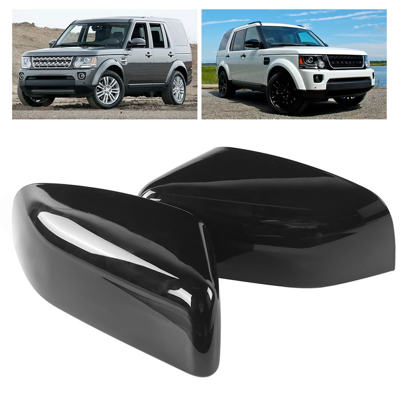 2pcs Rearview Mirror Cover Caps Glossy Black Fit for Land