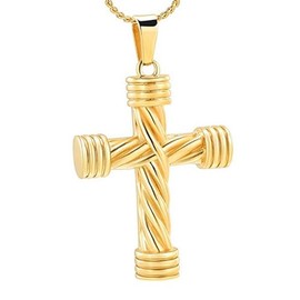 Cremation Jewellery for Ashes Cross Memorial Urn Necklace Pendant Keepsake Religious Cross Ash Jewellery with Mini Keepsake Urn Memorial Ash Jewellery, Stainless Steel, No Gemstone