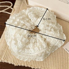 40Bandit Large Adult Scrunchies, Black, White, Hair Accessories, Hair Elastics (White)