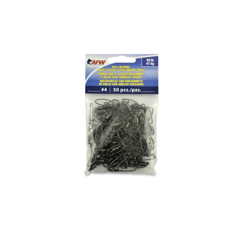 American Fishing Wire Rodamiento de Bolas Negro Giratorio (50 Piezas),