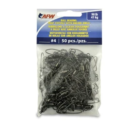 American Fishing Wire Rodamiento de Bolas Negro Giratorio (50 Piezas), tamaño 4, Prueba de 90 Libras