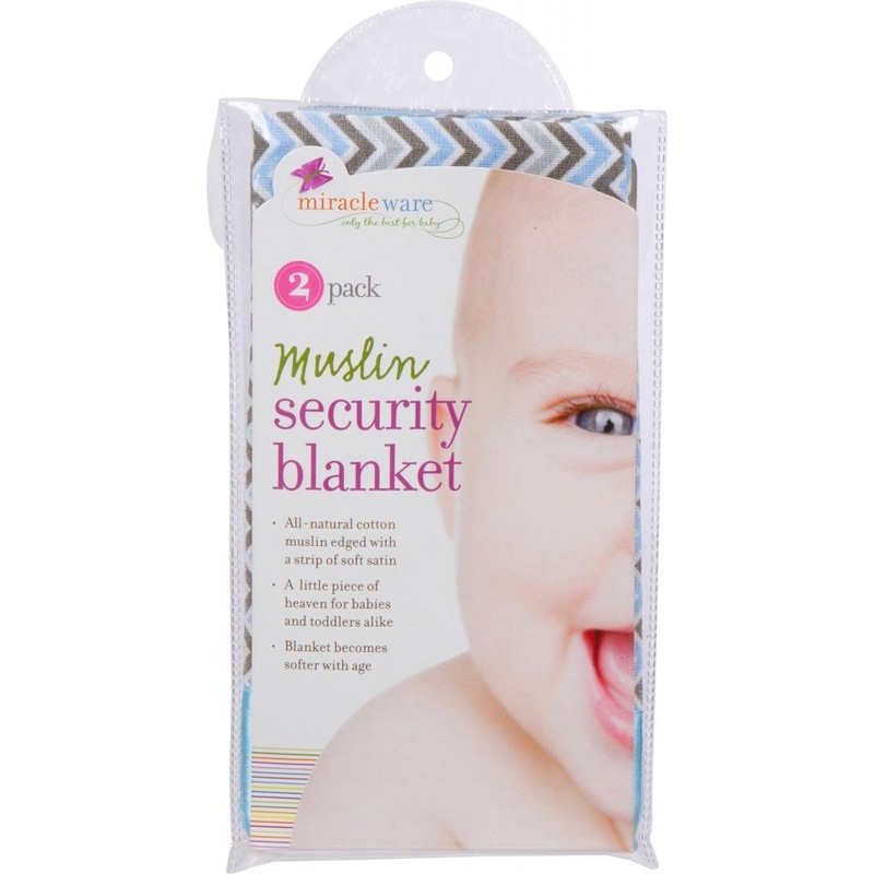 MiracleWare by Miracle Blanket Muslin Security Blanket, 2 Pack (Blue