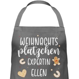 Geschenk mit Namen personalisiert by Shirtracer - Apron - Christmas Apron Women - Christmas Cookie Expert, 2 anthracite