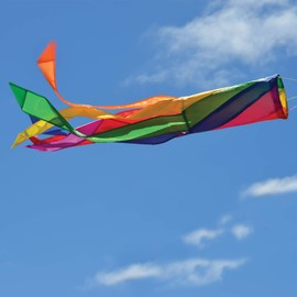 In the Breeze Rainbow Diagonal Sections - 33 Inch Windsock - Colorful Hanging Decoration - Red, Orange, Yellow, Green, Blue, Purple