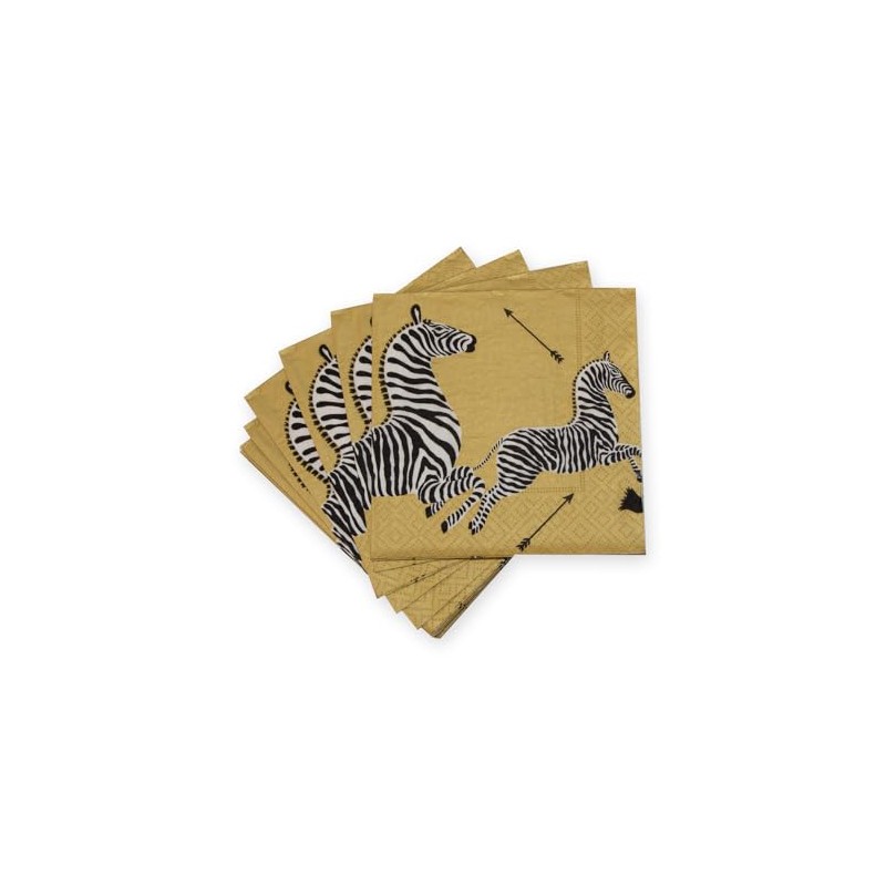 Caspari Zebras Paper Cocktail Napkins in Gold - 20 Per