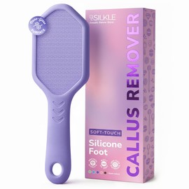 SILKLE Nano Glass Foot File - Silicone Foot Callus Remover for Feet and Cracked Heels - Heel Scraper for Dead Skin - Ergonomic Foot Scrubber & Exfoliator for Shower with Non-Slip Grip - Purple