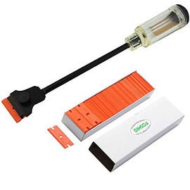 FOSHIO 1PCS Automotive Razor Scraper Car Tint Vinyl Tool Application with 12" Long Handle 100pcs Plastic Razor Blade