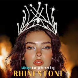 Kilshye Rhinestone Wedding Tiara Silver Crystal Princess Crown Bridal Headband Prom Hair Accessories for Women (Silver, One Size)