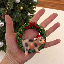 Farm Animal Ornaments – Cow and Pig Christmas Tree Holiday Decoration, Set of 3