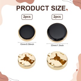 CRAFTYMELODY 4Pcs 2 Size Button Covers for Men's Shirts Flat Round Brass Gold Cufflinks Cuffs Shirt Cufflinks Findings for Apparel Accessories for Formal Business Wedding Tuxedo