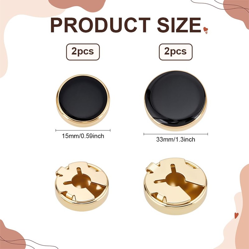 CRAFTYMELODY 4Pcs 2 Size Button Covers for Men's Shirts Flat