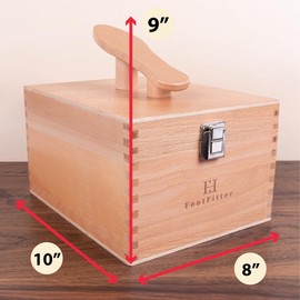 FootFitter Beech Wood Valet Box, Premium Shoe Shine Organizer with Classic Storage for Polish, Brushes, Cloths & Tools (Shoe Care Tools Not Included)