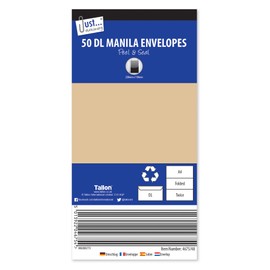 Tallon Just Stationery DL Peel & Seal Manila Envelopes (Pack of 50), 4675