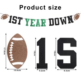 First Year Football Banner, 1st Year Down Banner Rugby Football Birthday Party Decorations First Year Down Bunting Banner for Boys Baby Football Theme Birthday Party Supplies