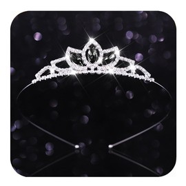 Kilshye Princess Silver Tiara and Crown Pink Crystal Tiaras Pageant Crowns Rhinestone Birthday Headdress for Women (Black)