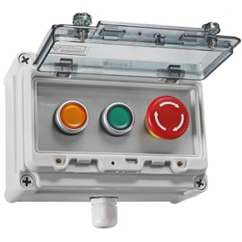 Push Button Switch IP67 Outdoor Waterproof Button Switch Box Emergency Stop Button Switch and Instantaneous Button Switch (Yellow and Green) with Protective Cover Anti-Misoperation Switch