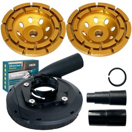Dust Shroud for Angle Grinder 4.5" and 5" + 2 Pcs Diamond Cup Wheel 4.5" with 5/8"-11 Threads, Dust Extraction Surface Grinding Set with Spring Suspension System