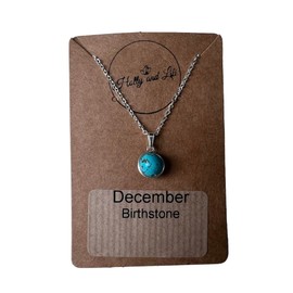 Crystal Bead Birthstone Necklace, Crystal Pendant Necklace, Crystal Necklace, Birthstones, Stirling Silver 925, Natural Crystal Necklace, Healing Necklace, Bead Crystal, (December - Turquoise)