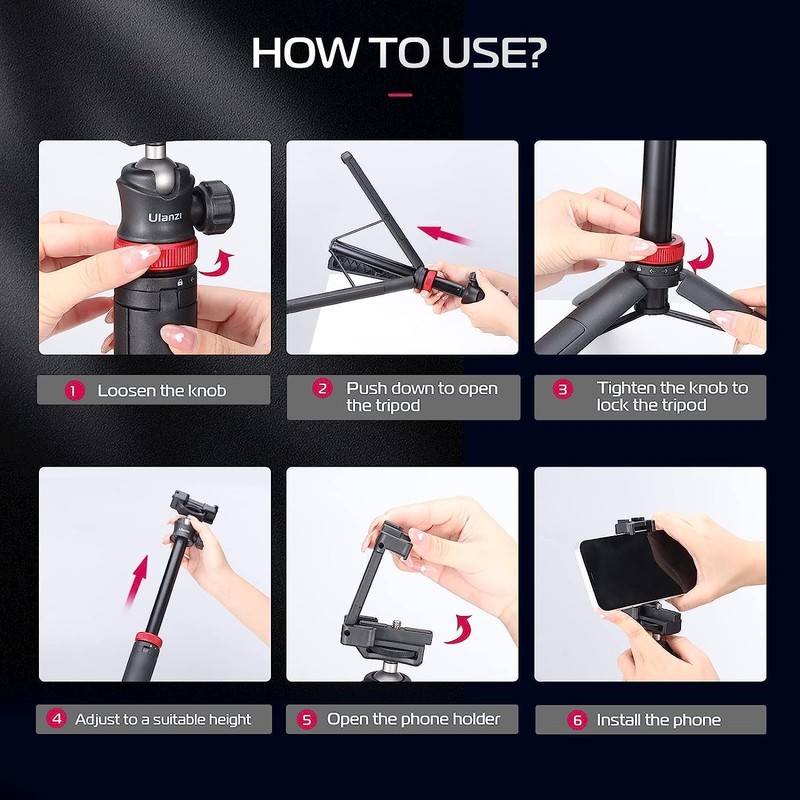 ULANZI MT-44 Extendable Phone Tripod, 59" Selfie Stick Vlog Stand