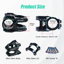ROADNADO Bike Stem 31.8mm Handlebars 35mm Short MTB Stem Aluminum Alloy CNC Lightweight Bicycle Stem for MTB, BMX, Mountain Bike, Road Bike (Black Green-Camouflage)