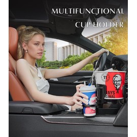 TERRALYX Car Cup Holder Expander,4 in 1 Cup Holder for Car,Adapter Adjustable Base Auto Cup Holder with Expandable Cup Holder Fits Large Water Bottles & Mugs in 3"-6.3" (10-46oz)