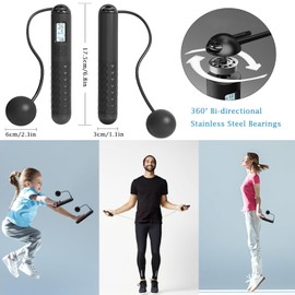 Cordless Skipping Ropes With Counter, Ropeless Skipping Rope, Wireless Weighted Gravities Ball Jump Rope For Adults Fitness,Smart Digital Jump Rope Without Rope, For Women Men Home Workout (Black)