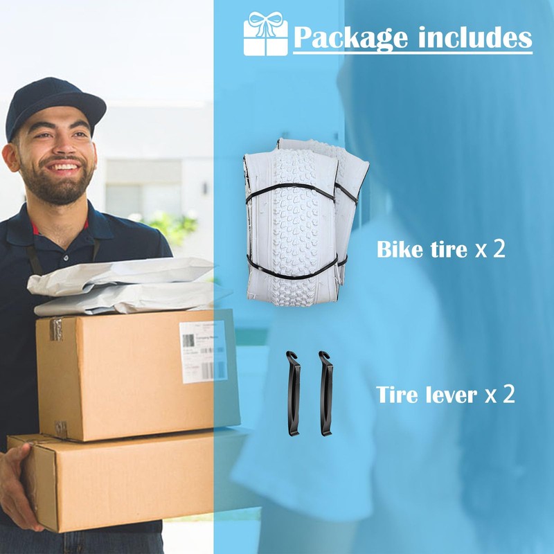 SIMEIQI Pair of 18"x2.125" Bike Tires White Wall for Replacement