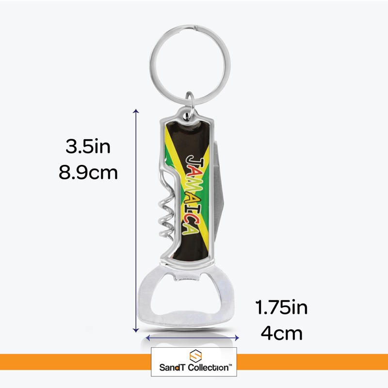 Multifunctional Bottle Opener Keychain Corkscrew Keychains - Carribean Countries -