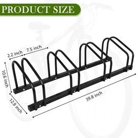 iCool Bikes Floor Bike Stand for 4 Bike, Bike Parking Rack Garage Bike Storage Indoor/Outdoor Stand, Max. Tire Width 2.15"