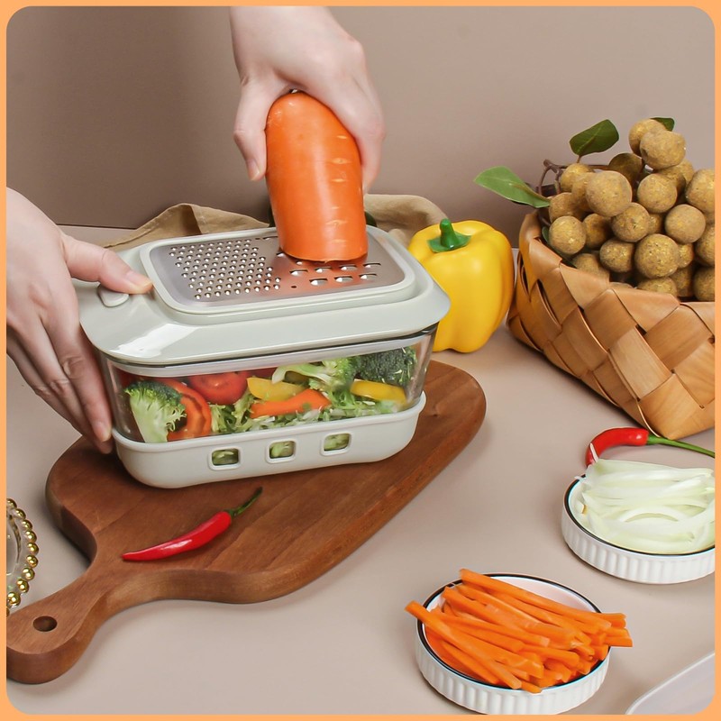 Glass Cheese Grater with Container and Lid, 46OZ Airtight Cheese