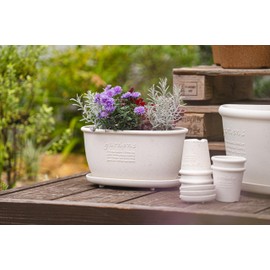 Yawata Kasei 245933 Eco Planter Oval 320 (5.4 L) White Papier Hachiman Gardens Papier, Made in Japan