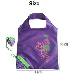 Wobestod Pack of 2 Foldable Shopping Bags Reusable Strawberry Shopping Bags Eco Shoulder Bag Shopping Bags, Grape 2 Pack