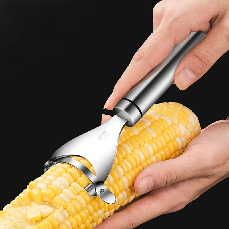 Kichvoe Stainless Steel Corn Peeler Ergonomic Handle Portable Corn Remover