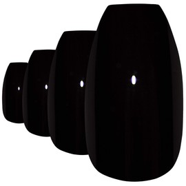 Bling Art Falsche Nägel Schwarz Poliert Ballerina Sarg 24 Kunstnägel Lange Tipps mit Kleber