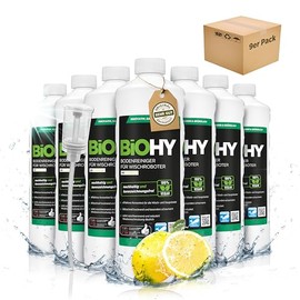 BiOHY Bodenreiniger f√ºr Wischroboter (9 x 1 Liter) + Dosierer | Reinigungsmittel Konzentrat f√ºr alle Wisch & Saugroboter mit Nass-Funktion | Schaumarm & Streifenfrei | F√ºr alle B√∂den