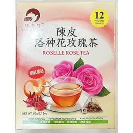Orange Peel Roselle Rose Tea, 12 Pyramid Teabags, 100% Natural, 2.12oz