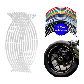 Sticker Calcomania Tira Cortes Reflejante Cinta Pegatina Auto Moto Bici Rin 15-18 Blanco