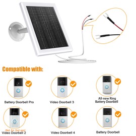 Ring Solar Charger 5W 12VAC Compatible with Ring Video Doorbell 3/3+/4, Battery Video Doorbell Pro, 16.4ft Waterproof Charging Cable, 360°Adjustable Mount-Update (Update,White,2 Pack)