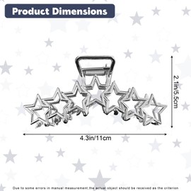 Metal Hair Claw Clips Large Shark Hair Clip Hair Claw Clamps with Star/Heart Strong Hold Shark Hair Jaw Claws Non-slip Hair Grip Barrettes Hair Upto Accessories for Lady Women Girls Thin Thick Hair