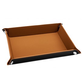 Nextpal PU Leather Jewelry Valet Tray for Women and Men, Premium Catchall Tray for Keys Wallet Watch Jewelry Glasses and Candy, Large Nightstand or Dresser Organizer 8x6 Inch Brown