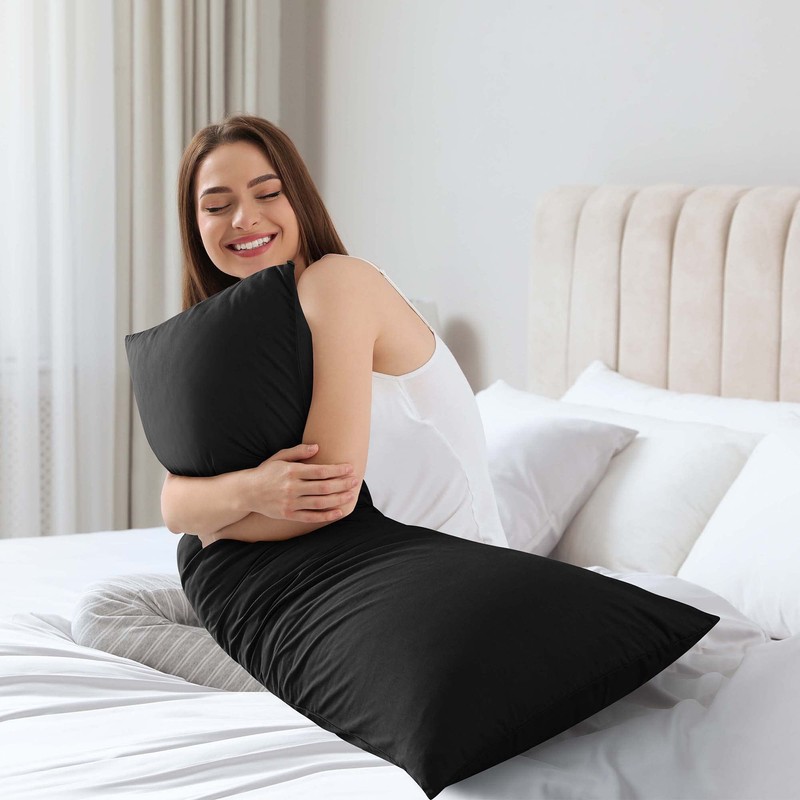 WhatsBedding Memory Foam Body Pillow with Breathable Zippered Cotton Cover,