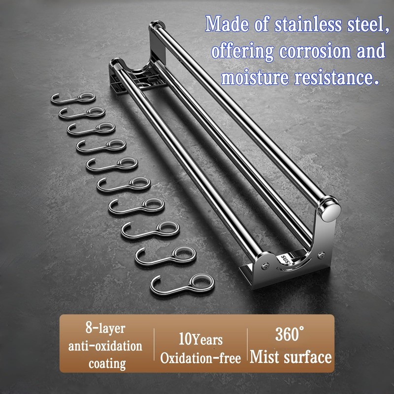 Multifunctional Kitchen Storage Rack, No-Drill Adhesive Wall Mounted Utensil &