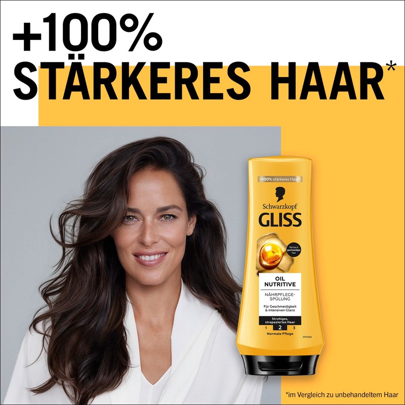 Gliss Conditioner Oil Nutritive (200 ml), Conditioner Intensively Nourishes Straw,