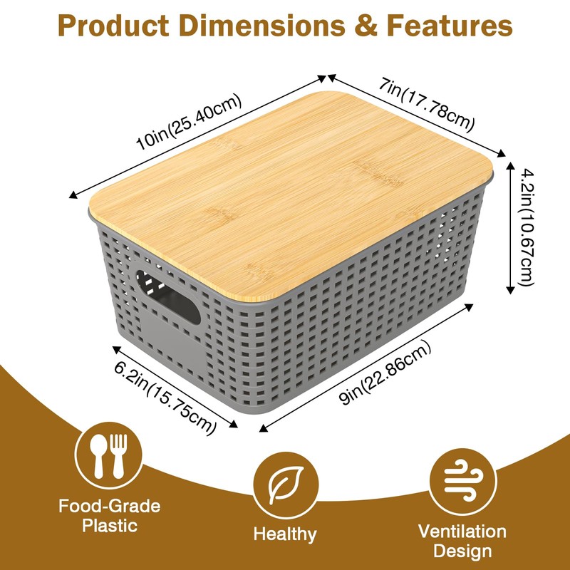 Stackable Storage Basket: Plastic Baskets Bins, Baskets for Organizing, Pantry